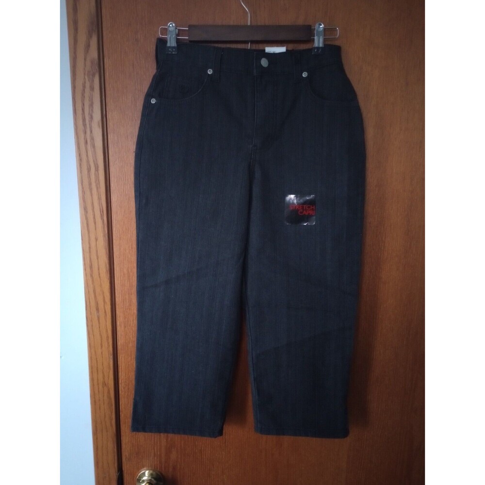 Gloria Vanderbilt Woman's Petite Black Capris Cotton Blend 27in waist